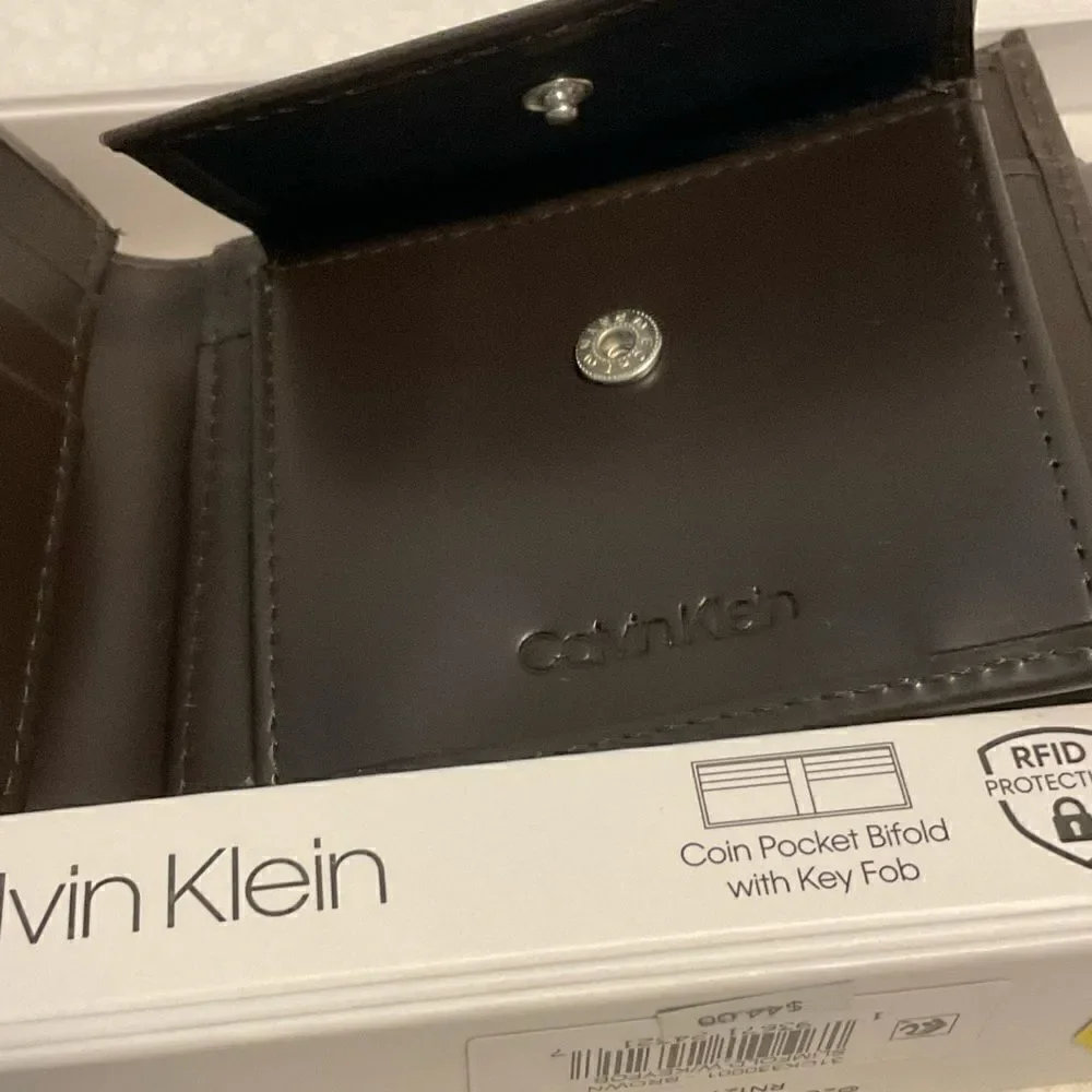 Calvin Klein Brown Slimfold Wallet with Key Fob
